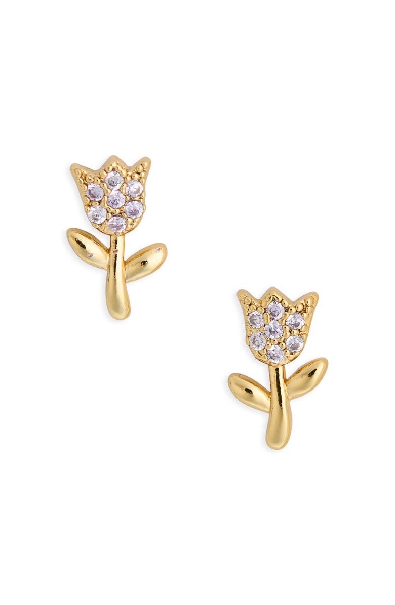 Kate Spade New York mini tulip stud earrings, Alternate, color, Purple/ Gold