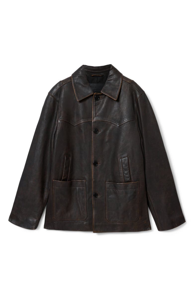 AllSaints Hartwell Leather Western Coat, Alternate, color, Cognac Brown