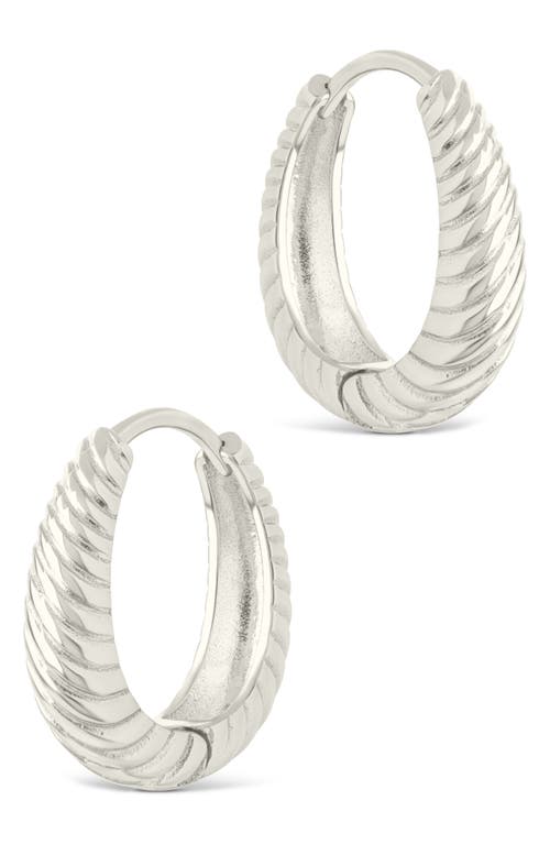 Sterling Forever Haven Textured Oval Huggie Hoop Earrings In Silver