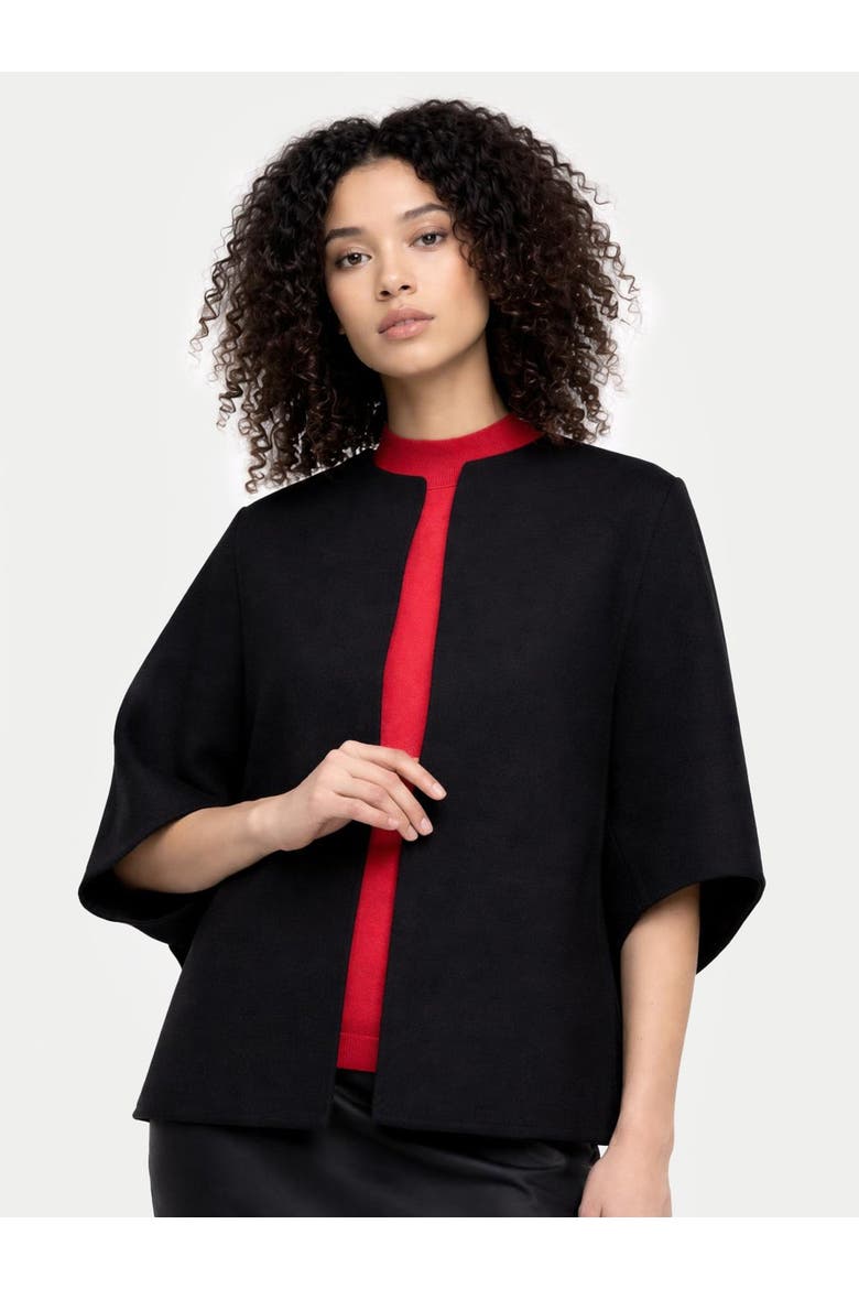 Cashmere Poncho Jacket, Alternate, color, black