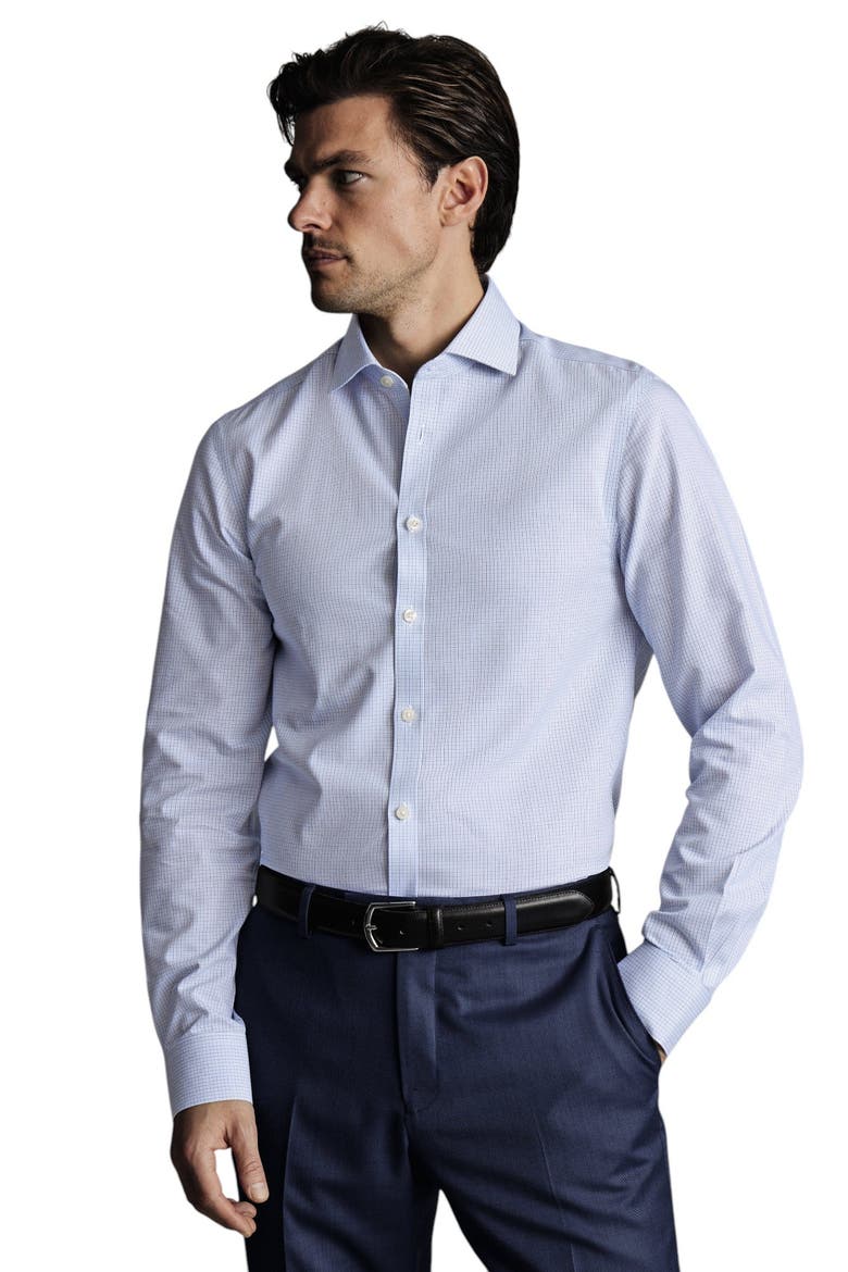 Non-Iron Poplin Check Shirt, Main, color, Cobalt Blue