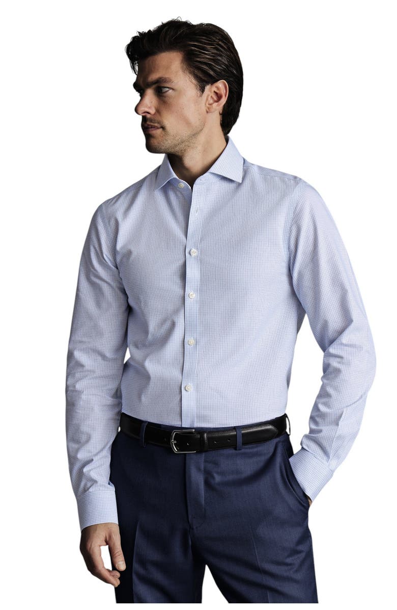 Charles Tyrwhitt Non-Iron Poplin Check Shirt, Main, color, Cobalt Blue