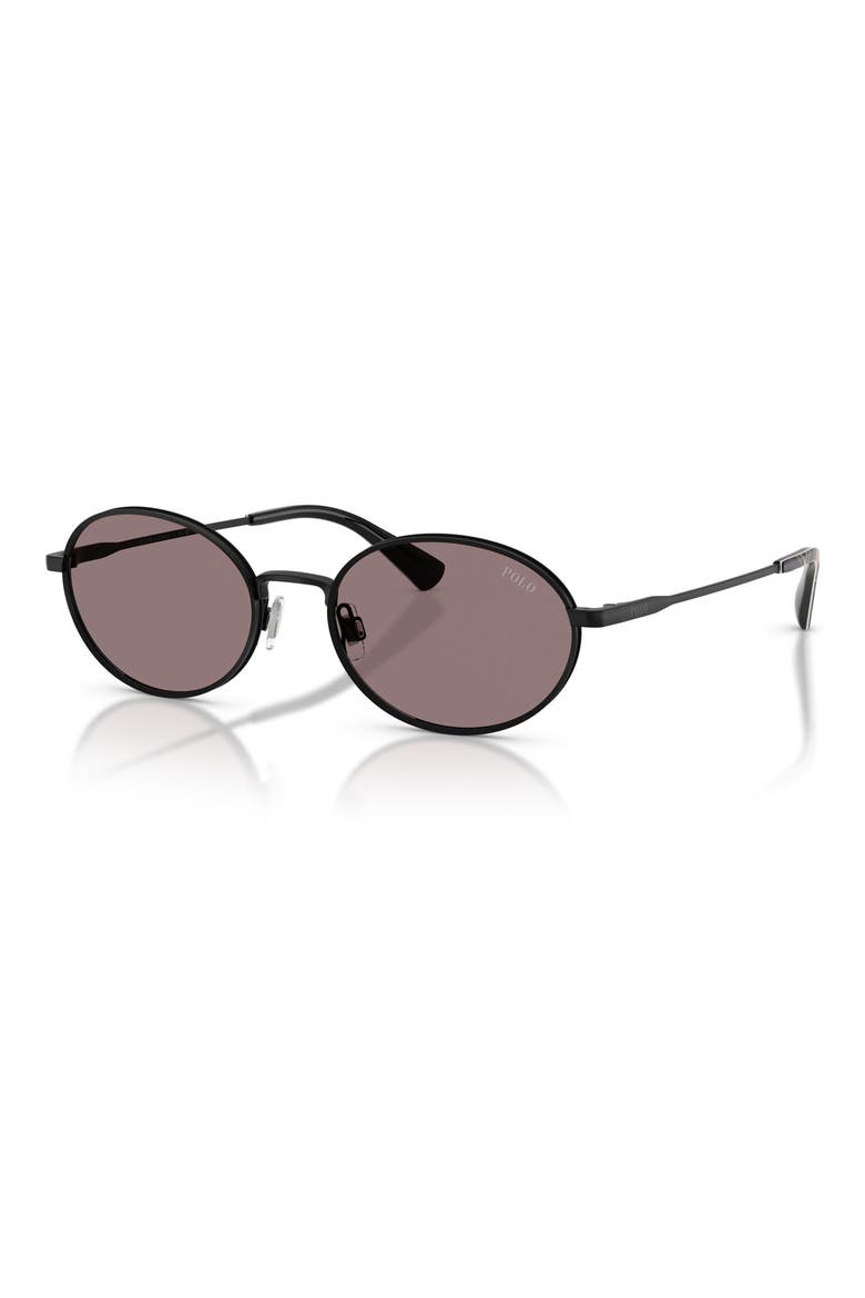 53mm Oval Sunglasses, Alternate, color, SEMISHINY BLACK / DARK PURPLE