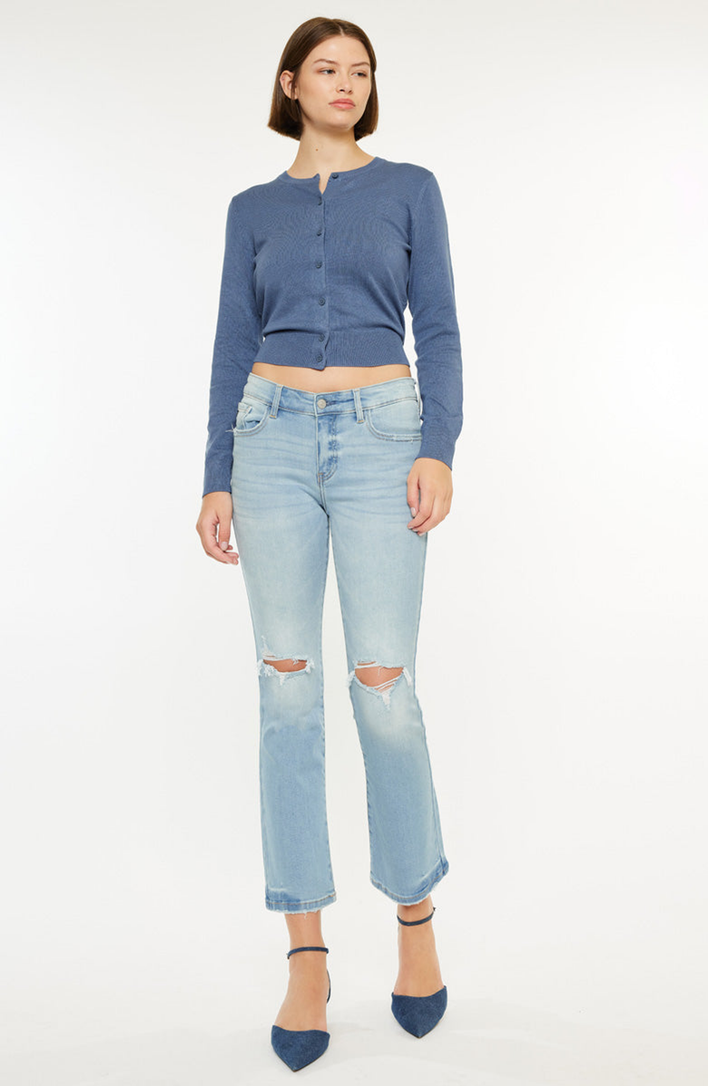 KanCan Coraline Essentials Mid Rise Kick Flare Jeans, Alternate, color, Light Wash