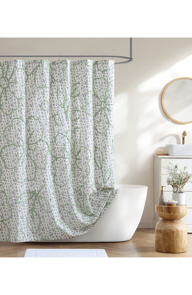 Peri Home Blueberry Chenille Shower Curtain, Alternate, color, Blueberry/ Green