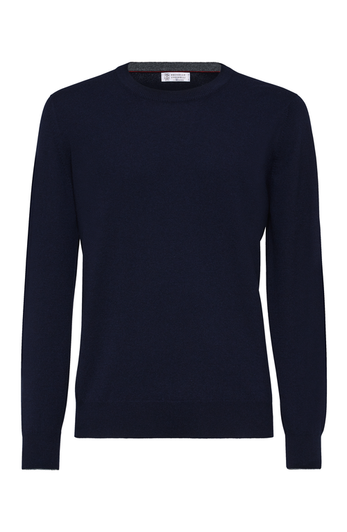 Brunello Cucinelli Cashmere Crew-neck Sweater In Navy Blue