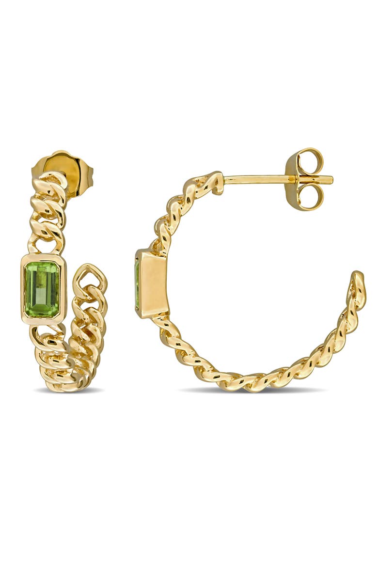 Gemstone Link Hoop Earrings 14k, Main, color, Peridot