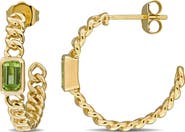 Julianna B. Gemstone Link Hoop Earrings 14k