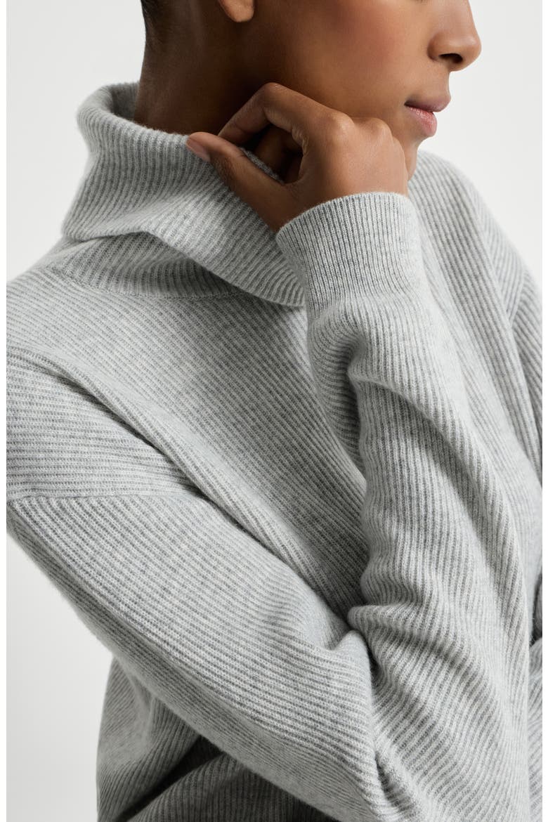 Cashmere English rib sweater, Alternate, color, Light Grey