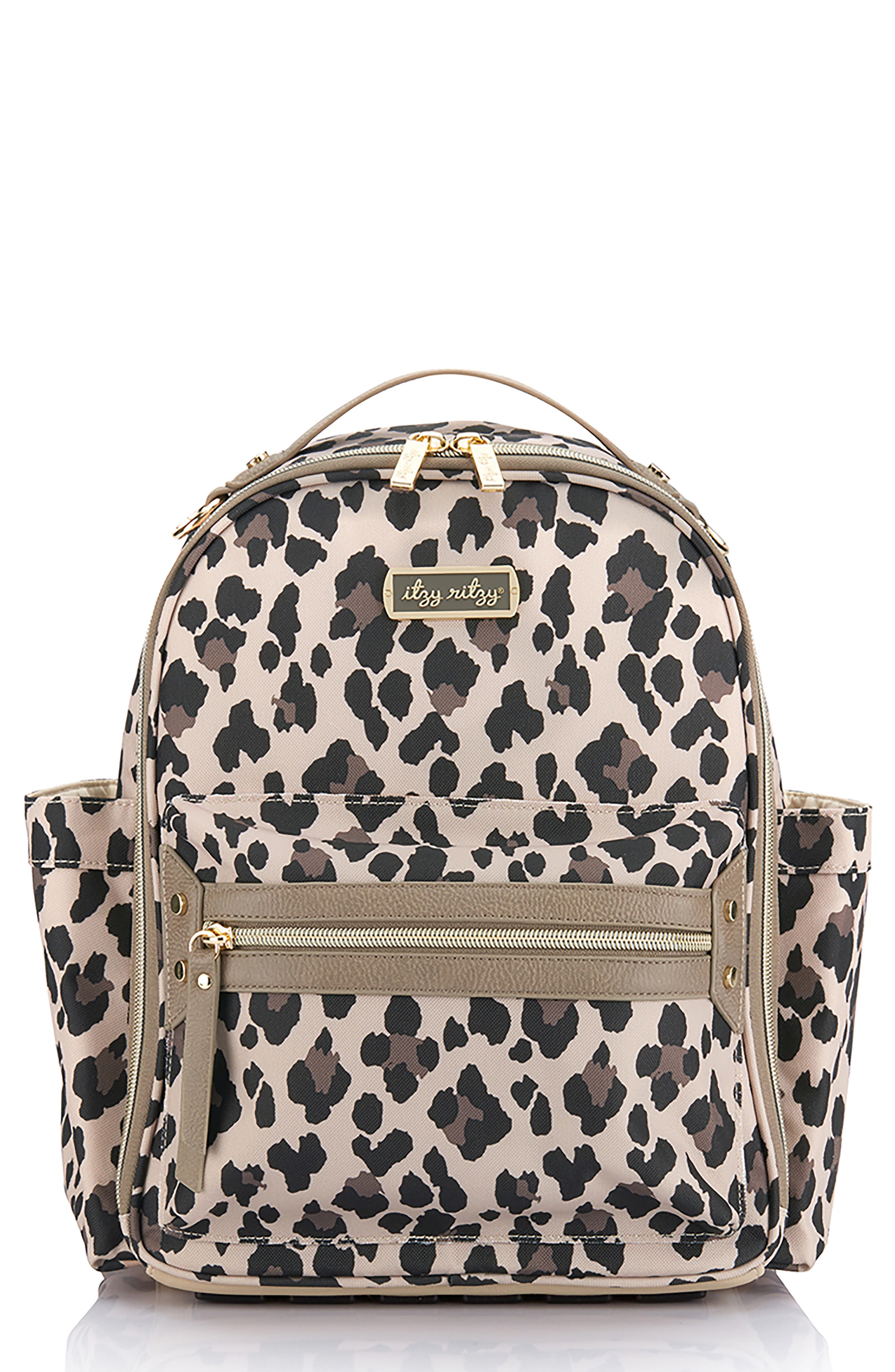Itzy Ritzy Mini Leopard Faux Leather Diaper Backpack, Main, color, 