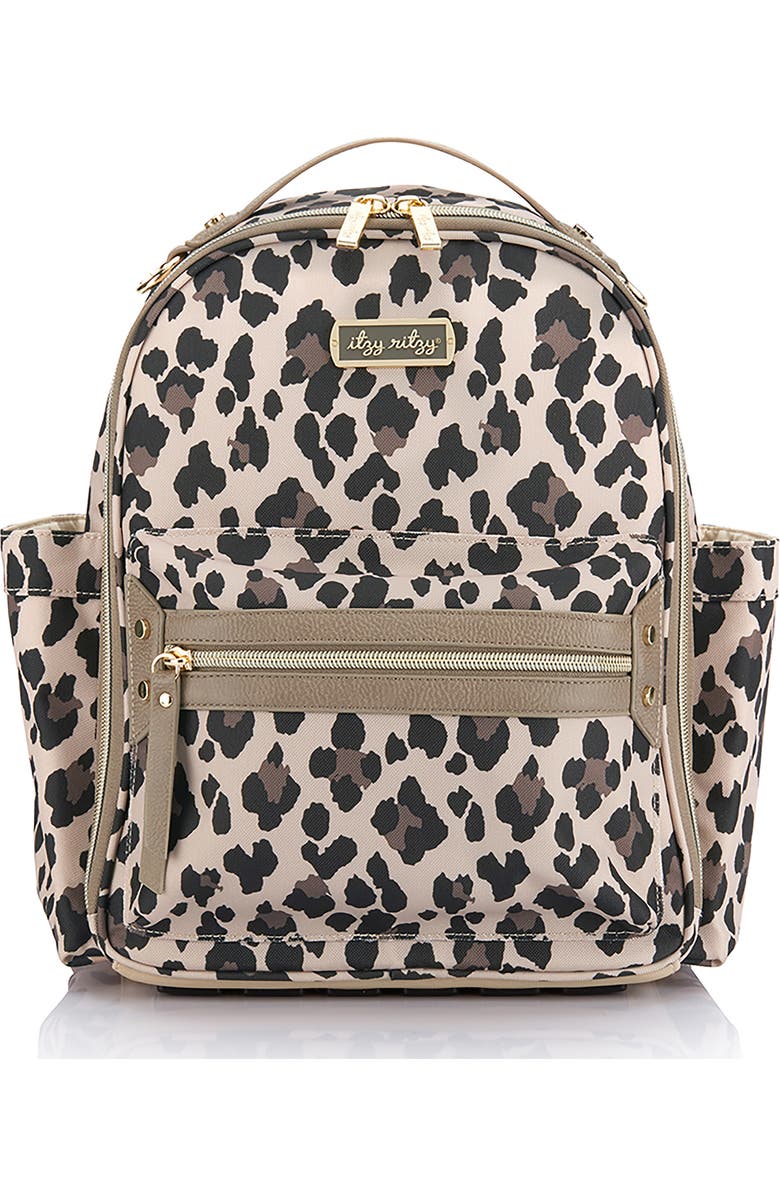 Itzy Ritzy Mini Leopard Faux Leather Diaper Backpack, Main, color,