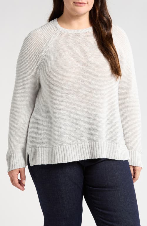 Eileen Fisher Organic Linen & Cotton Slub Crewneck Sweater In Pearl