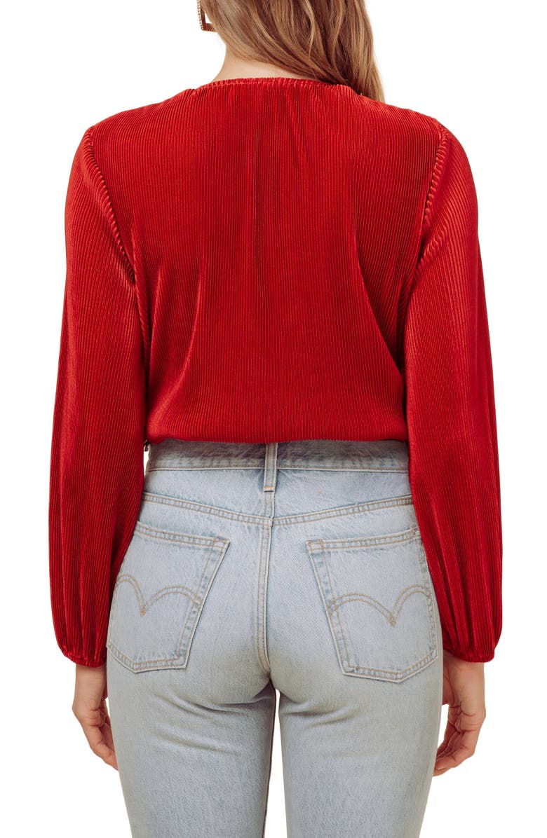 ASTR the Label ASTR Micropleat Plunge Neck Bodysuit, Alternate, color, 