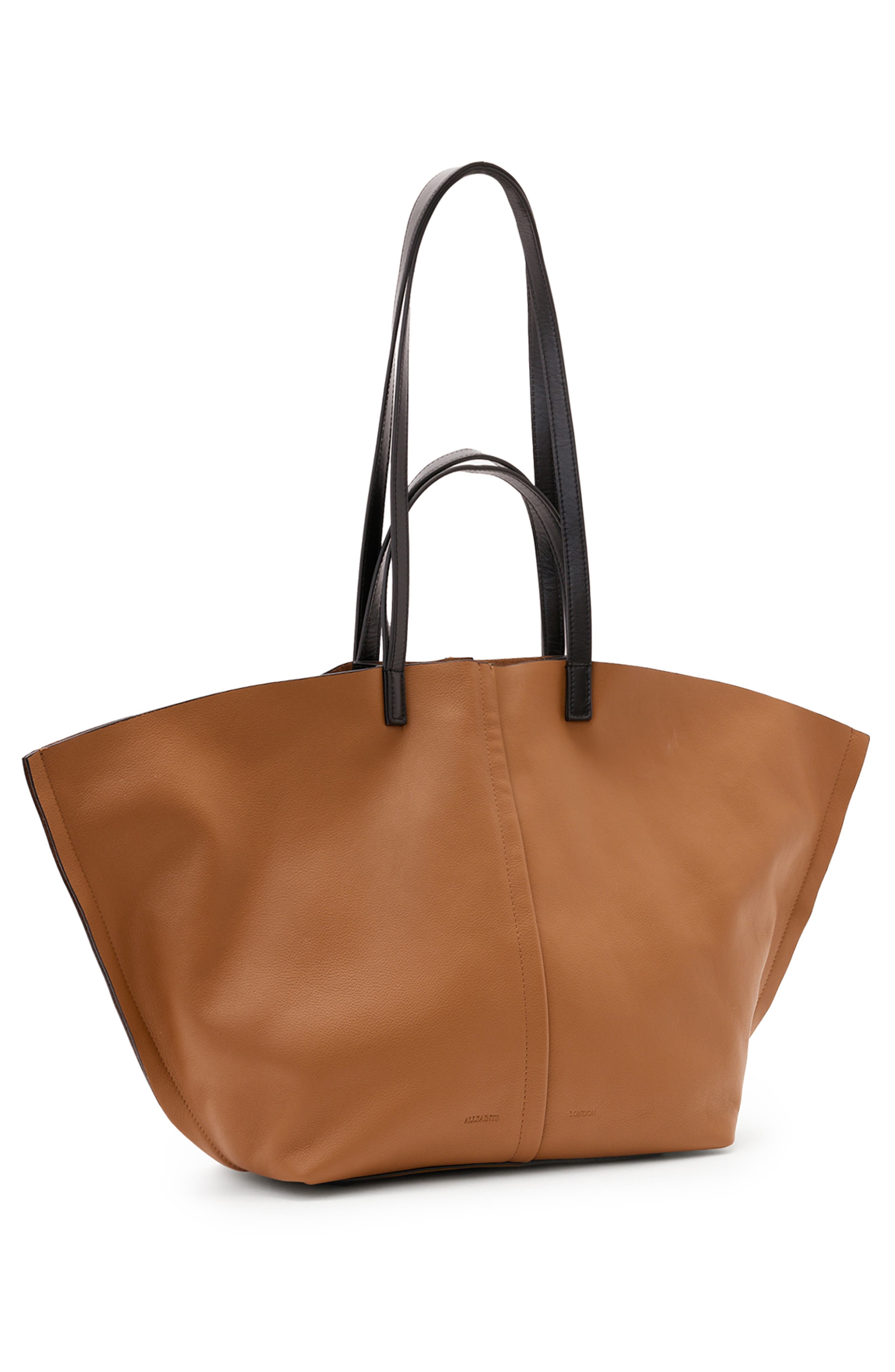 AllSaints Phoenix Leather East/West Tote, Alternate, color, Sepia Brown