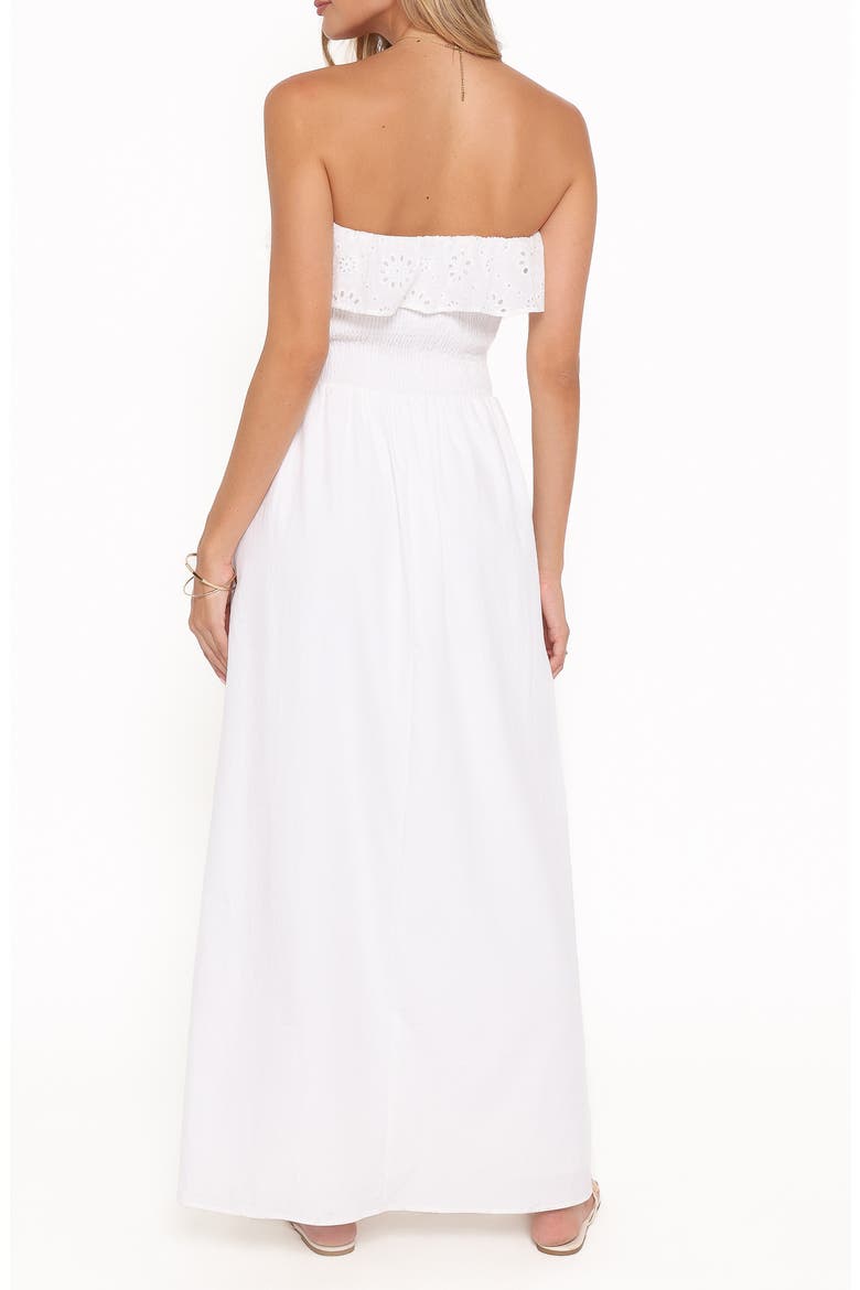 Gilbert Eyelet Ruffle Strapless Maxi Dress, Alternate, color, WHITE