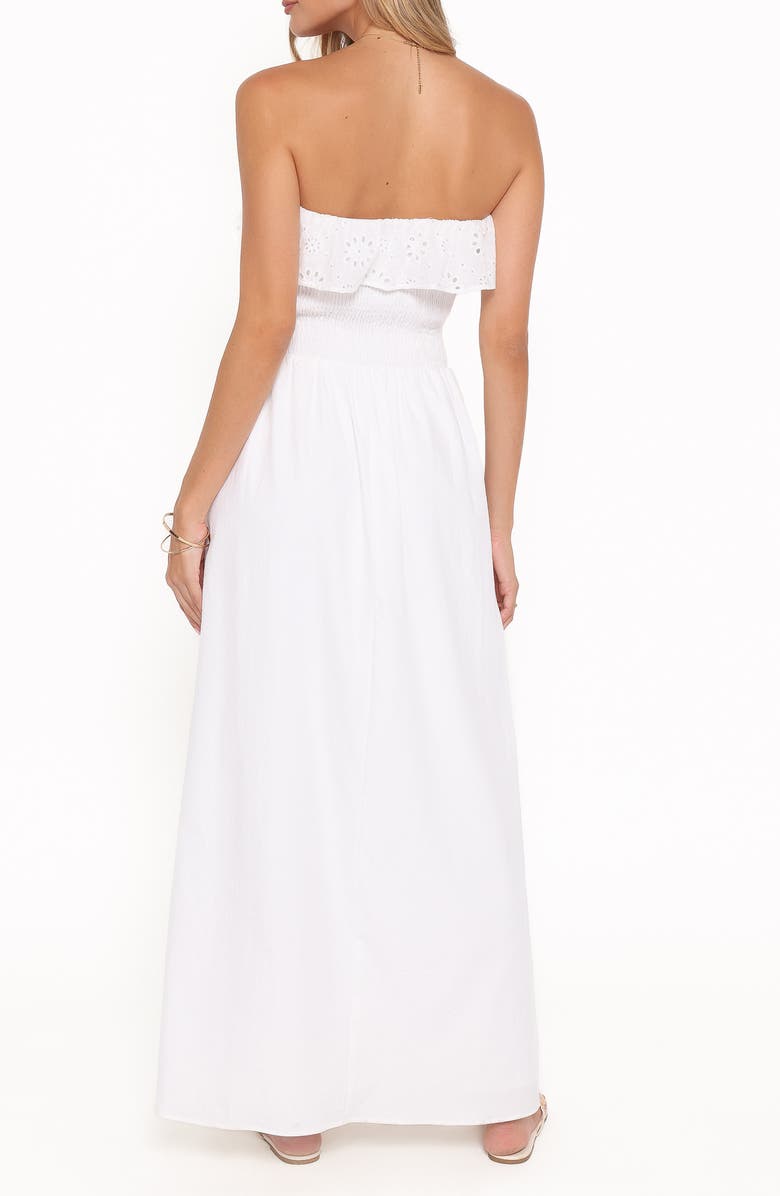 Petal & Pup Gilbert Eyelet Ruffle Strapless Maxi Dress, Alternate, color, White