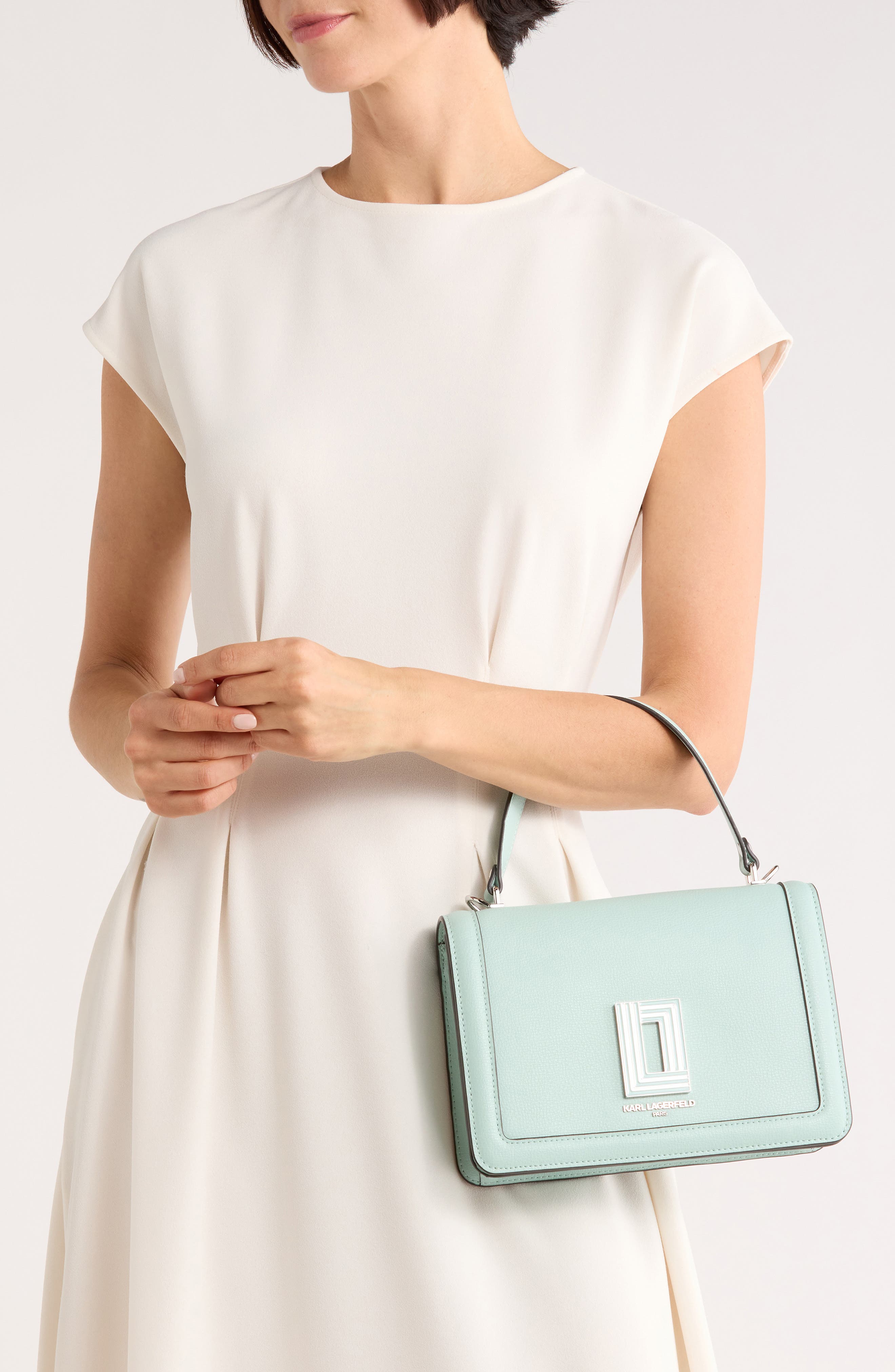 KARL LAGERFELD PARIS Simone Leather Satchel, Alternate, color, Fresh Mint