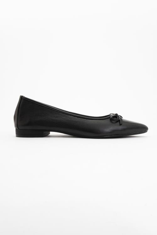 Forever & Always Shoes Ruby Leather Pointed Toe Flats In Black Leather