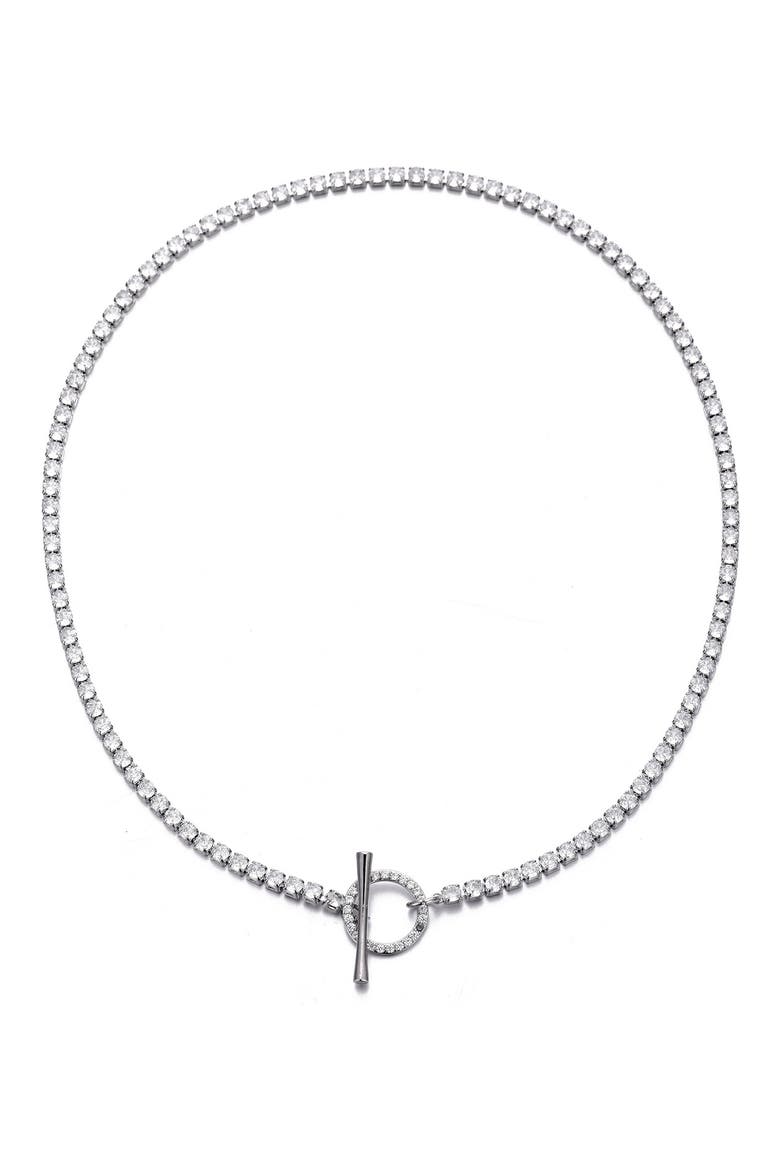 Crystal Toggle Tennis Necklace, Alternate, color, SILVER