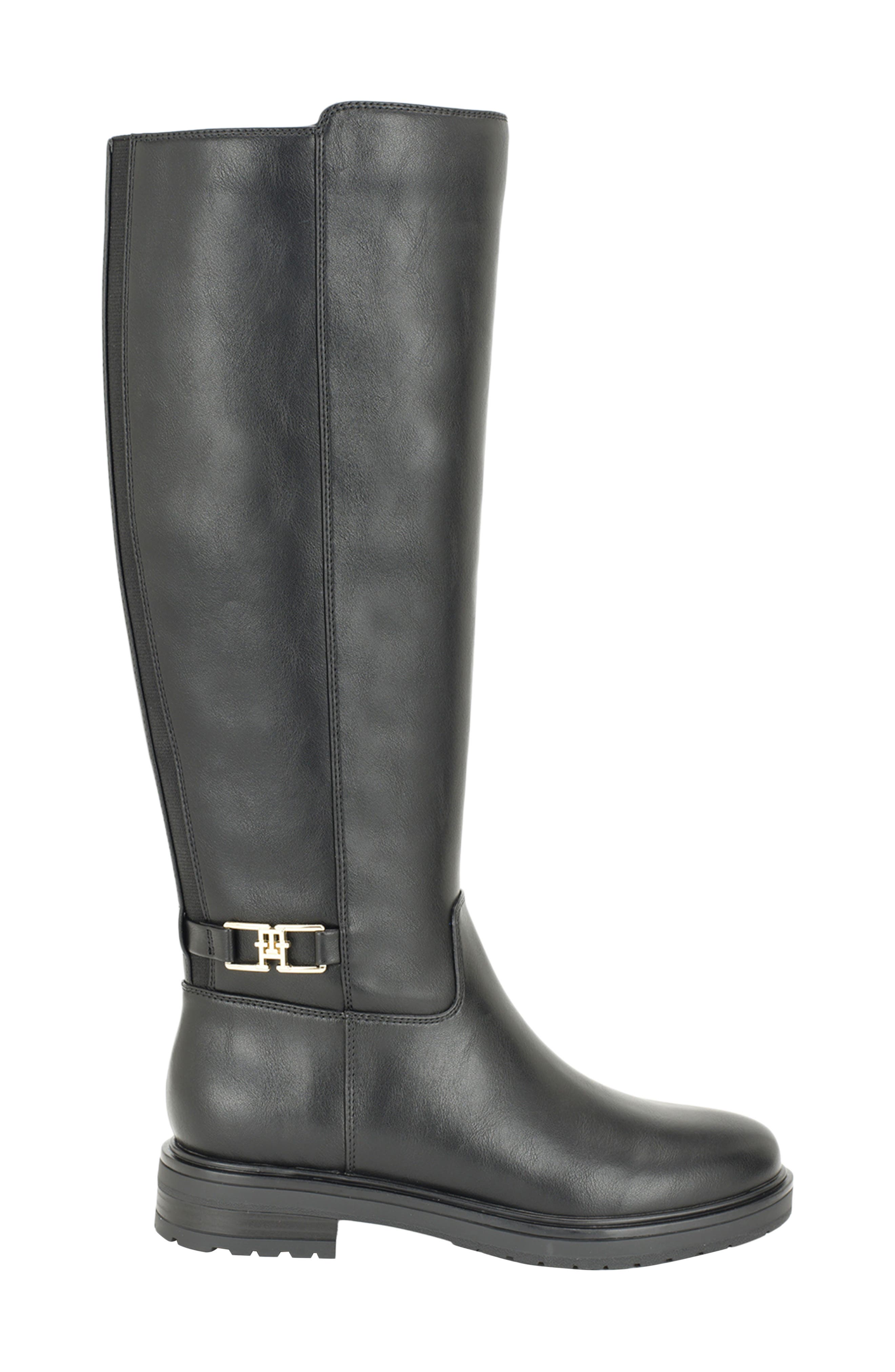 Truna Knee High Faux Leather Boot, Alternate, color, BLACK