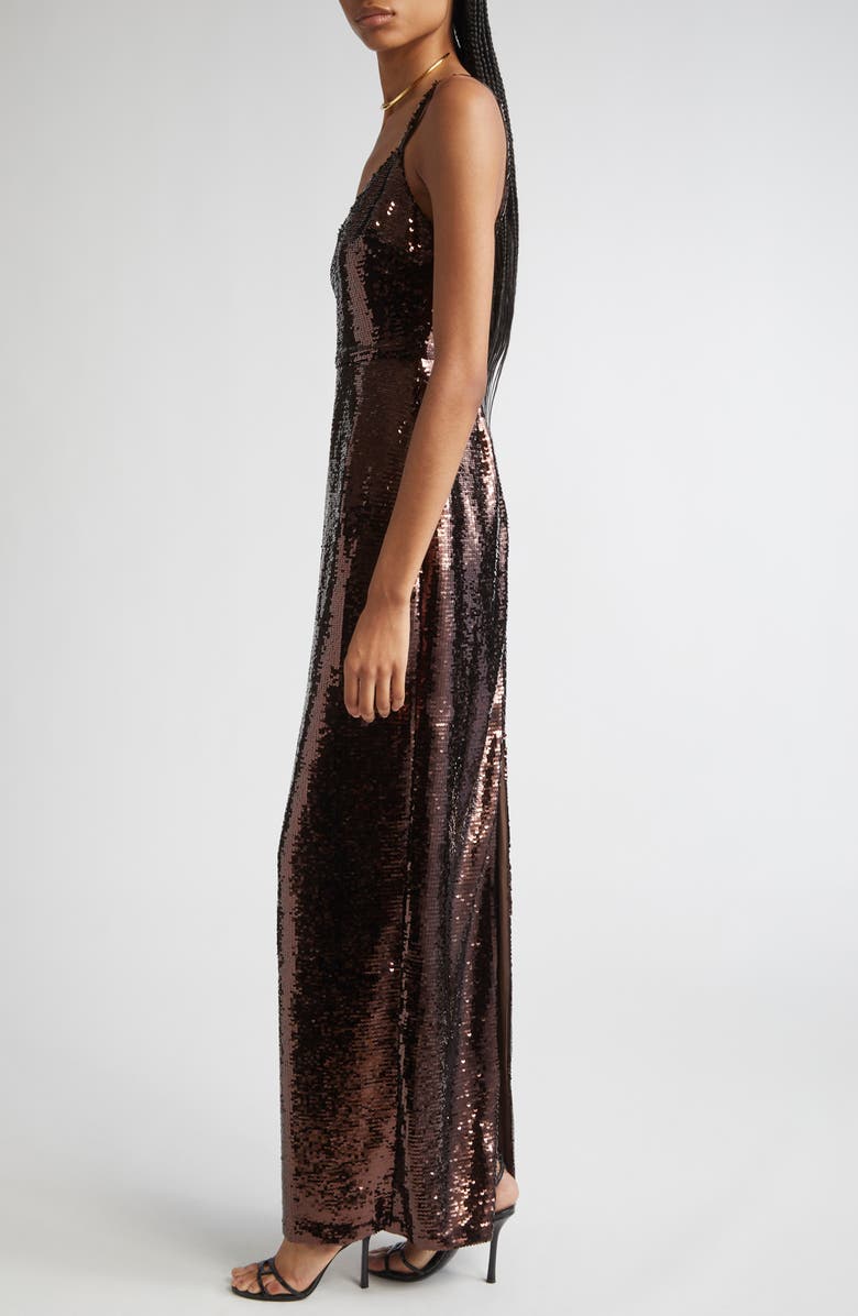 L'AGENCE Karma Sequin Maxi Dress, Alternate, color, Chocolate