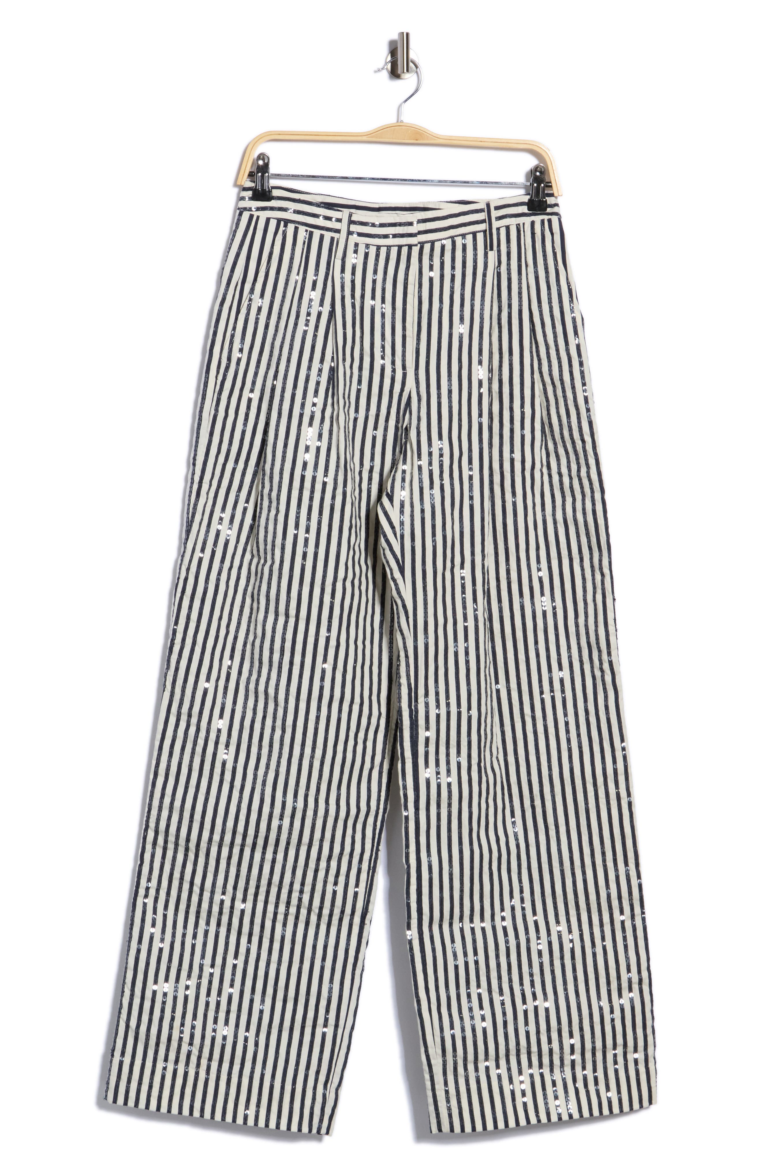 Sulli Sequin Striped Wide Leg Trousers