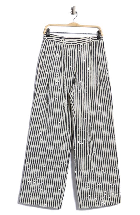 Sulli Sequin Striped Wide Leg Trousers