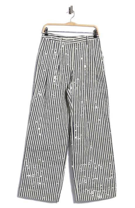 Sulli Sequin Striped Wide Leg Trousers