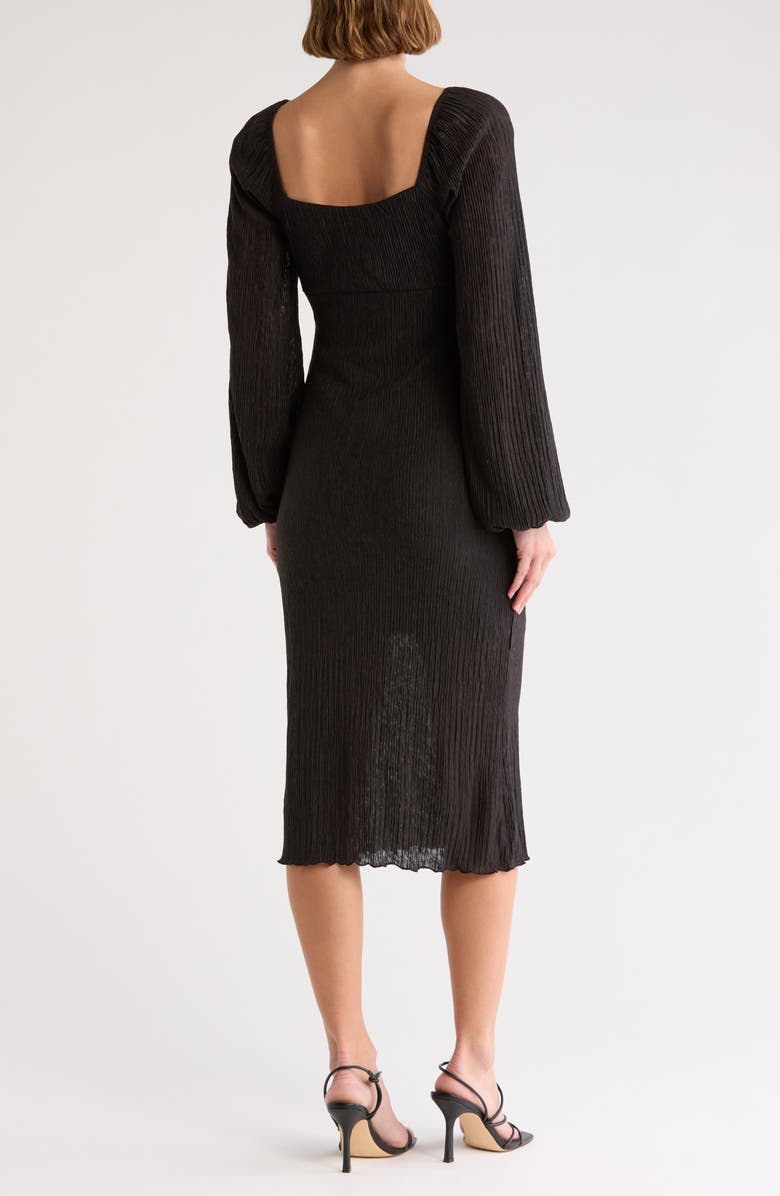 Lush Twist Front Long Sleeve Plissé Midi Dress, Alternate, color,
