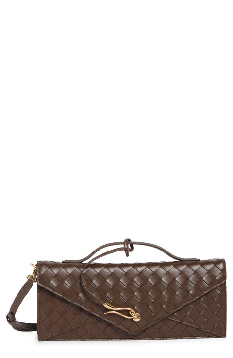 Celeste Woven Faux Leather Envelope Clutch