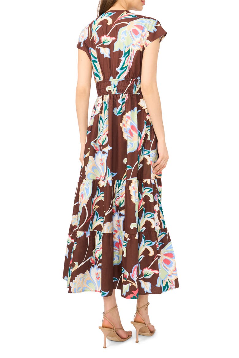 V-Neck Cotton Midi Dress, Alternate, color, DEEP MAHOGANY