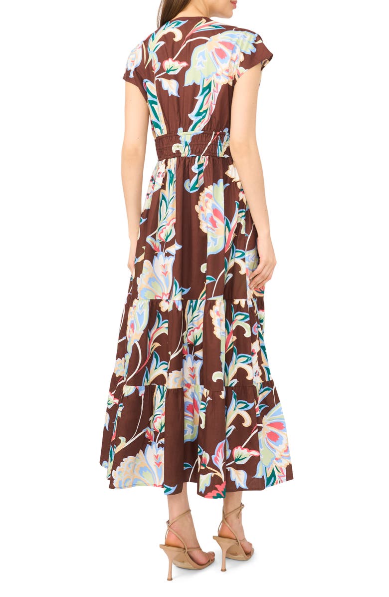 CeCe V-Neck Cotton Midi Dress, Alternate, color, Deep Mahogany