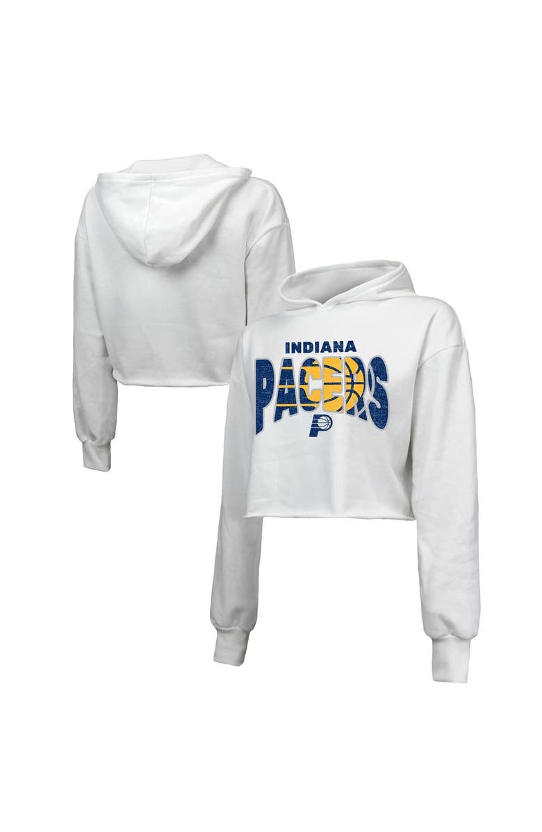 Majestic Threads Women's Majestic Threads  White Indiana Pacers Tri-Blend Cropped Pullover Hoodie, Alternate, color, White