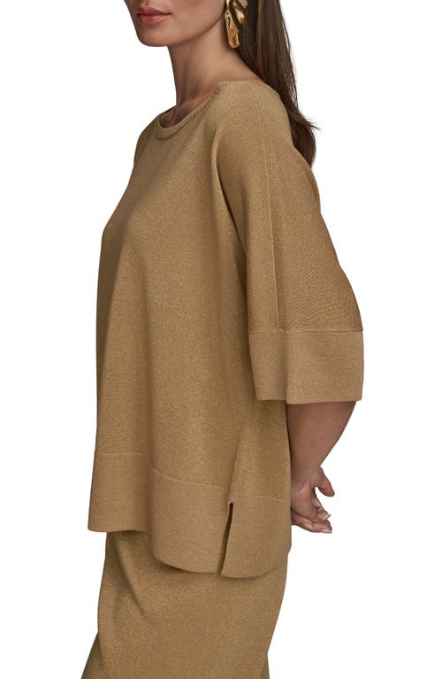 Shop Donna Karan New York Metallic Short Sleeve Sweater