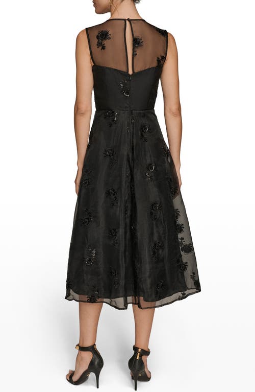 Donna Karan New York Sequin Mesh Sleeveless Midi Dress In Black