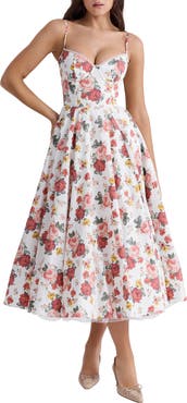 HOUSE OF CB Mademoiselle Bustier Stretch Satin Midi Dress