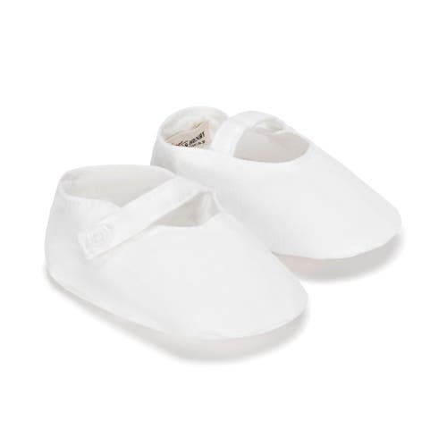 HOPE & HENRY HOPE & HENRY BABY LINEN BUTTON STRAP SOFT SHOE, INFANT