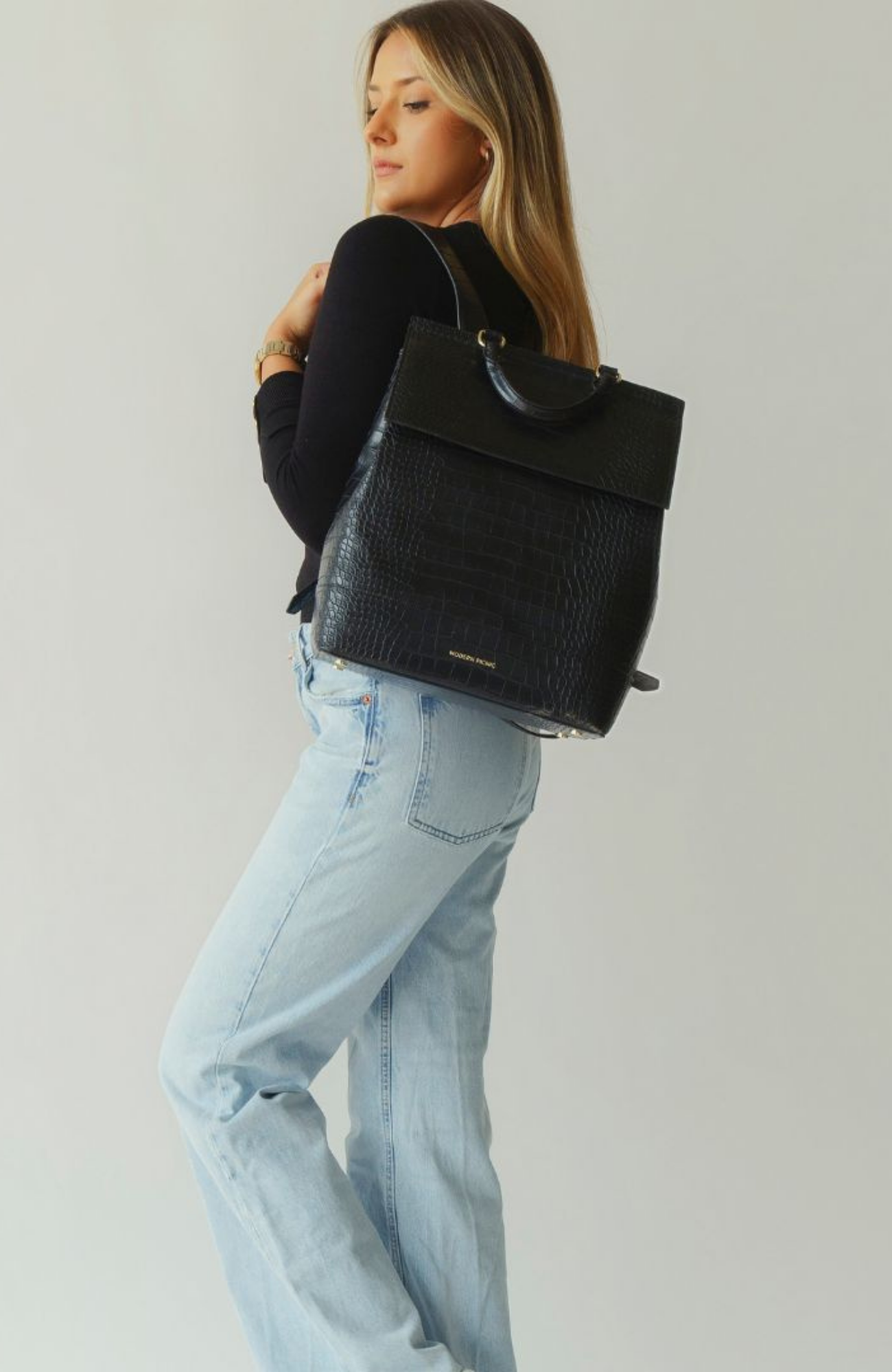 Modern Picnic THE BACKPACK, Alternate, color, Black Croc