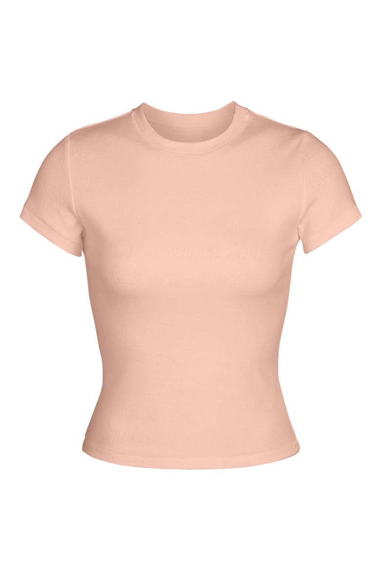 Pointelle Logo T-Shirt, Main, color, QUARTZ
