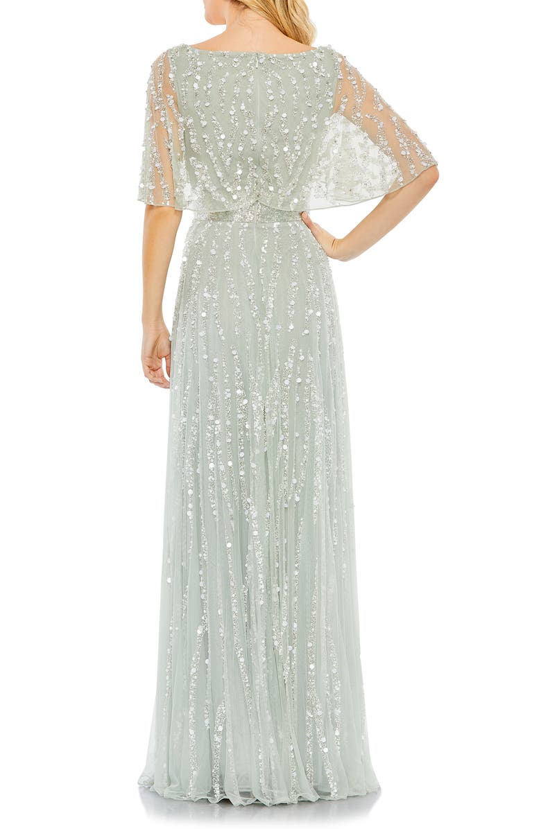 Mac Duggal Embellished Plunge Neck Tulle Column Gown, Alternate, color, 