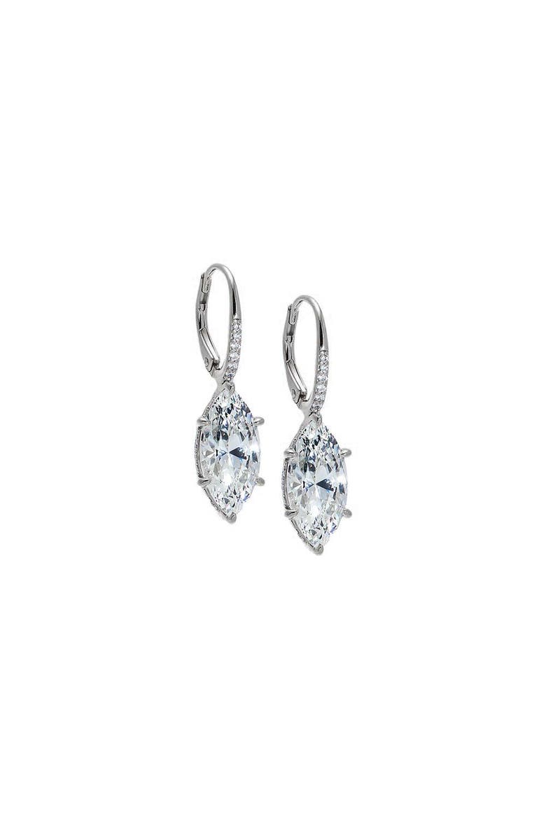 Moissanite Marquise Statment Drop Huggie Earring, Main, color, Silver