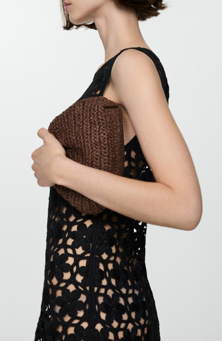 MANGO Crochet Minidress, Alternate, color, Black