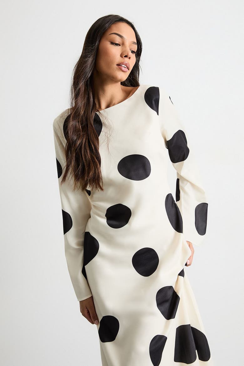 Polka Dot Scoop Back Maxi Dress, Alternate, color, Ivory
