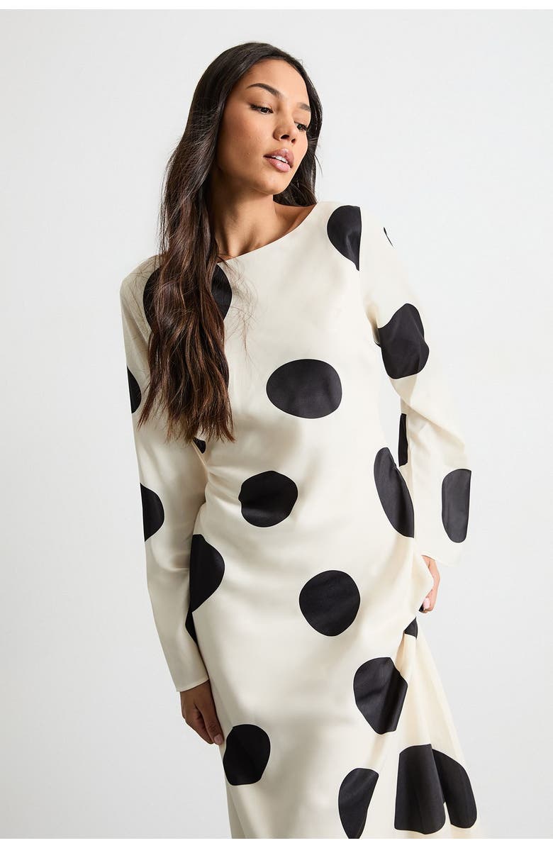Warehouse Polka Dot Scoop Back Maxi Dress, Alternate, color, Ivory