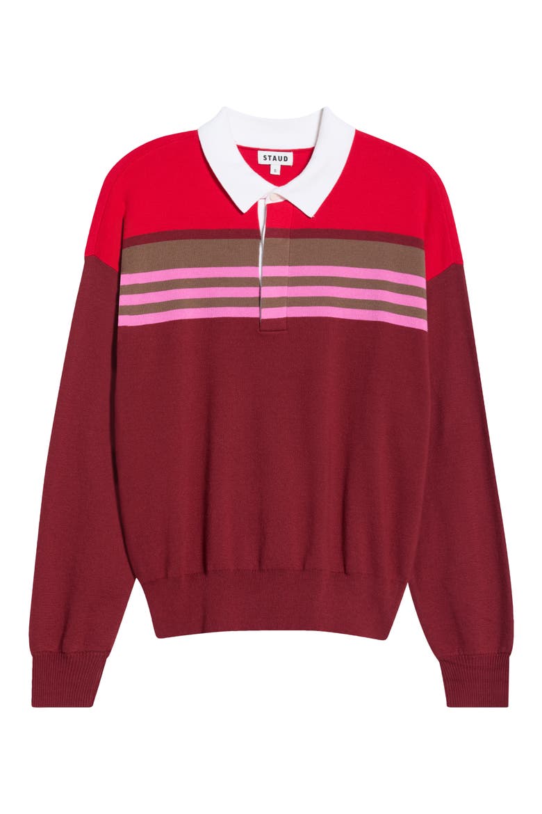 Sail Polo Sweater, Alternate, color, CARDINAL MULTI STRIPE