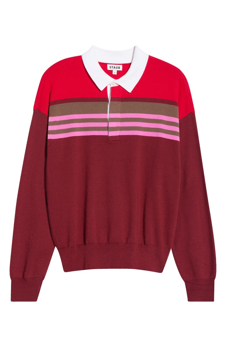 STAUD Sail Polo Sweater, Alternate, color, Cardinal Multi Stripe