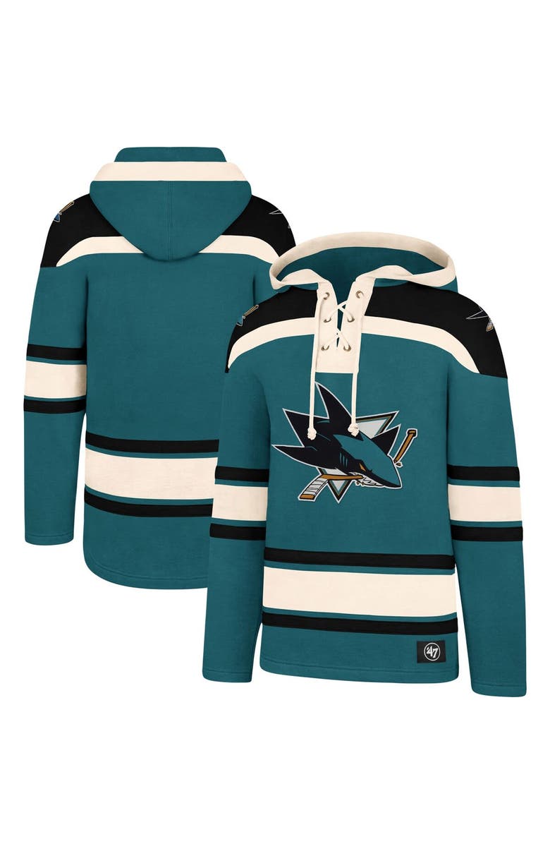 '47 Men's '47 Teal San Jose Sharks Superior Lacer Pullover Hoodie, Alternate, color,