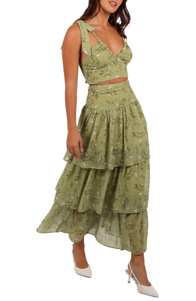 Petal & Pup Dorothy Crop Camisole Top & High Waist Skirt Set, Alternate, color, Sage Botanica