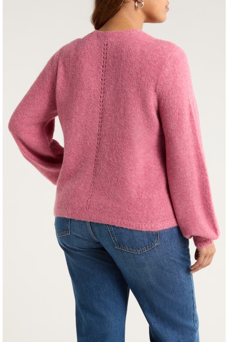 Pointelle V-Neck Sweater, Alternate, color, PINK HAZE