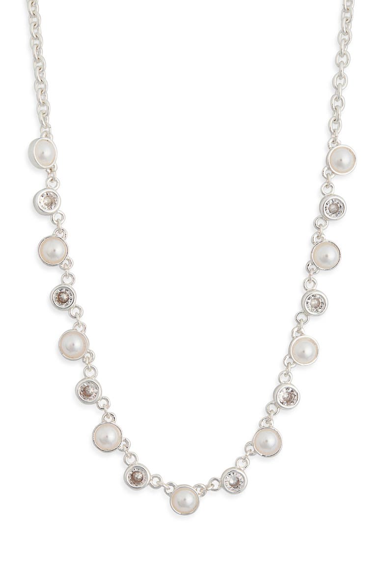 NORDSTROM RACK Cubic Zirconia & Faux Pearl Necklace, Main, color,